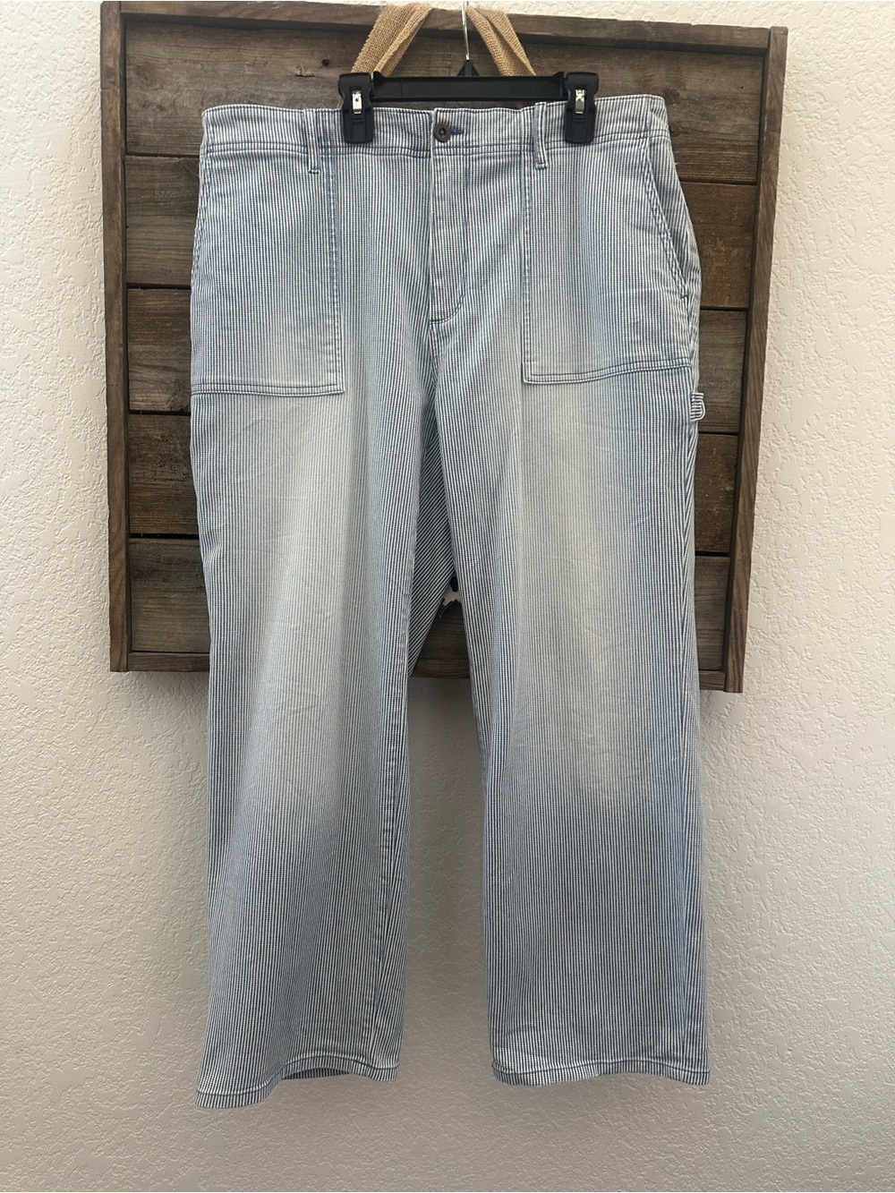 Carve Designs Corey indigo blue striped cargo utility pants ladies size 14